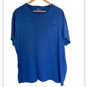 Polo by Ralph Lauren Blue Cotton Short Sleeve T-Shirt Chest Pocket Red PONY XXL